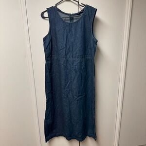 Penningtons Blue Denim Midi Sleeveless Dress 100% Cotton Amazing Condition